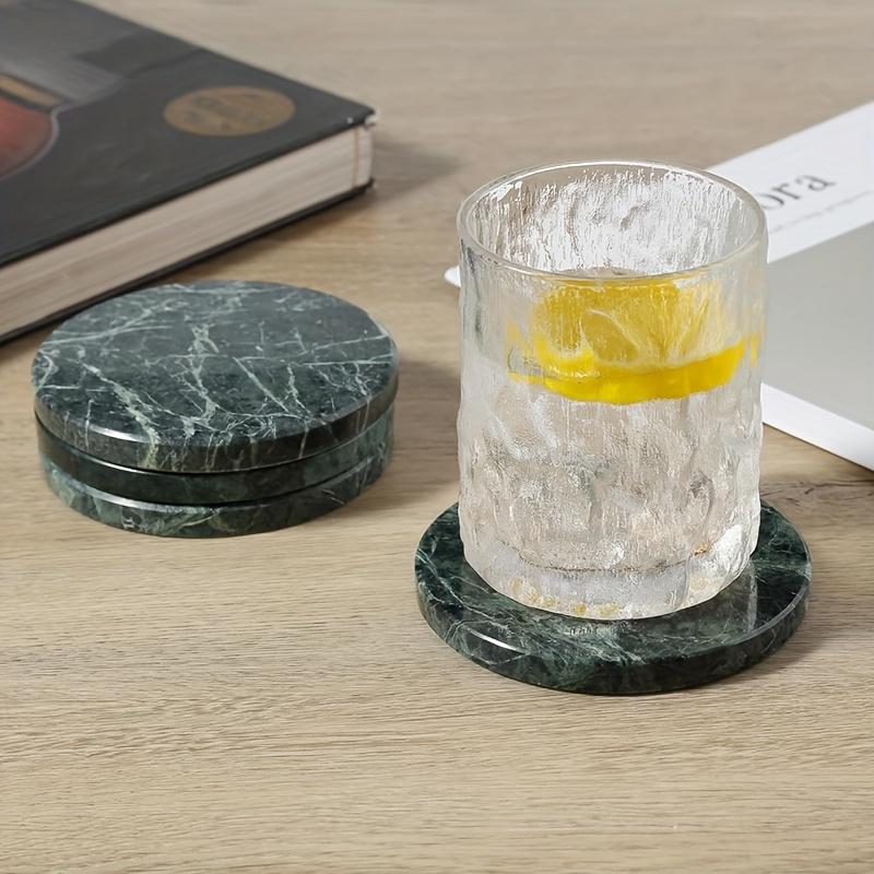 Set Of 4 Marble-Pattern Coasters  Heat-Resistant, Round Table Protection Pads Elegant Decor For Coffee Tables, Homes, And Bars Perfect Holiday Gift