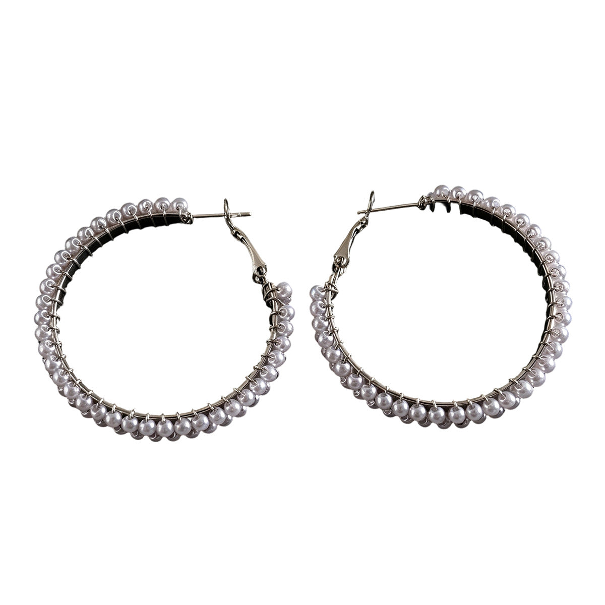 French Light Luxury Double Layer Pearl Hoop Earrings, High-End Niche Design Women Earrings, Fashion Versatile Exquisite Ear Jewelry Wholesale