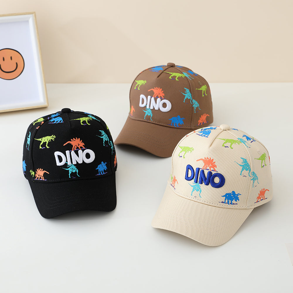 The Full-color Printed Dinosaur Embroidery Letter DINO Children's Baseball Cap Is Suitable For Daily Use, At Home, And For Commuting.