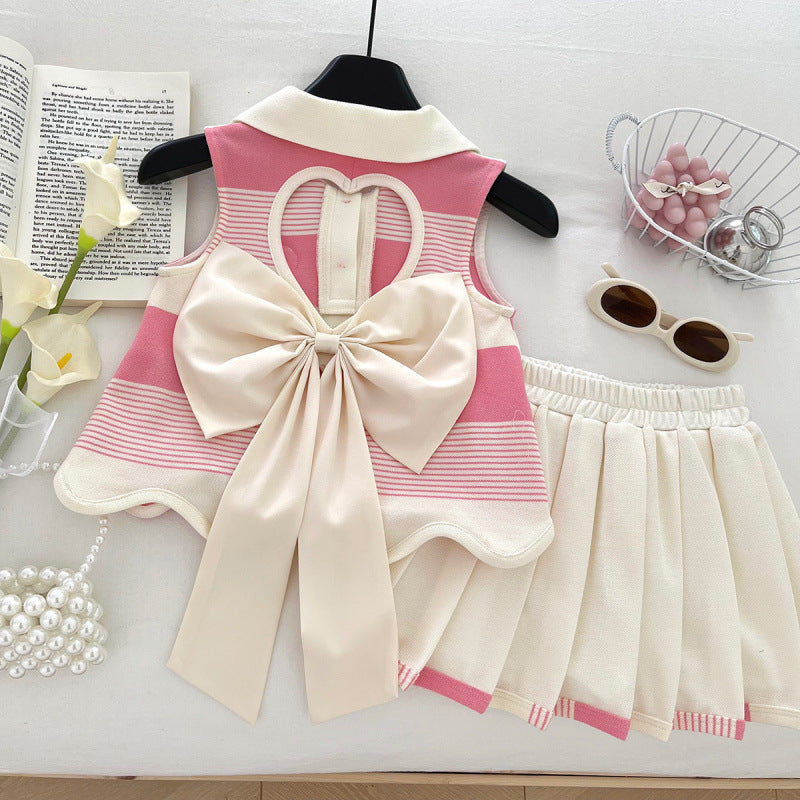 Korean-style Top And Skirt Set For Girls