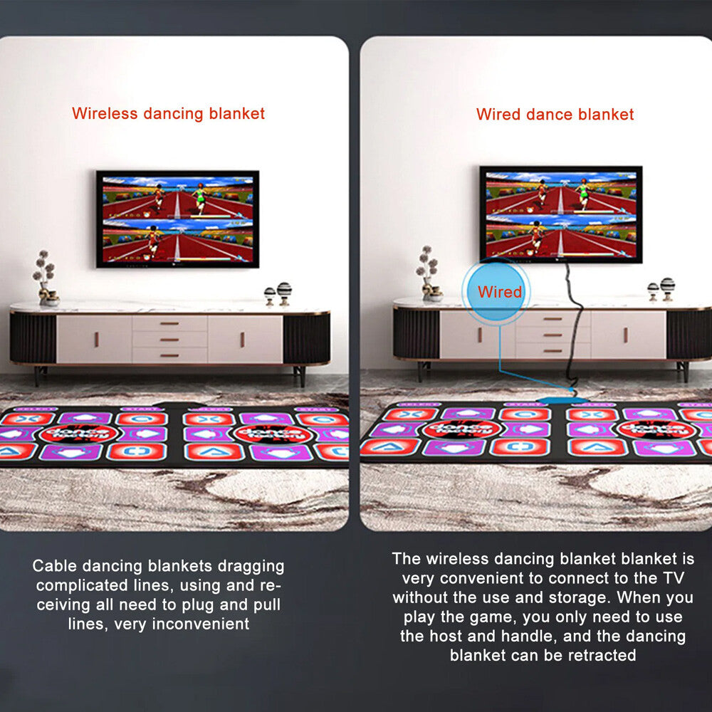 Double Dance Mat For Kids Child Adults Wireless Dancer Step Pads Non-Slip Home