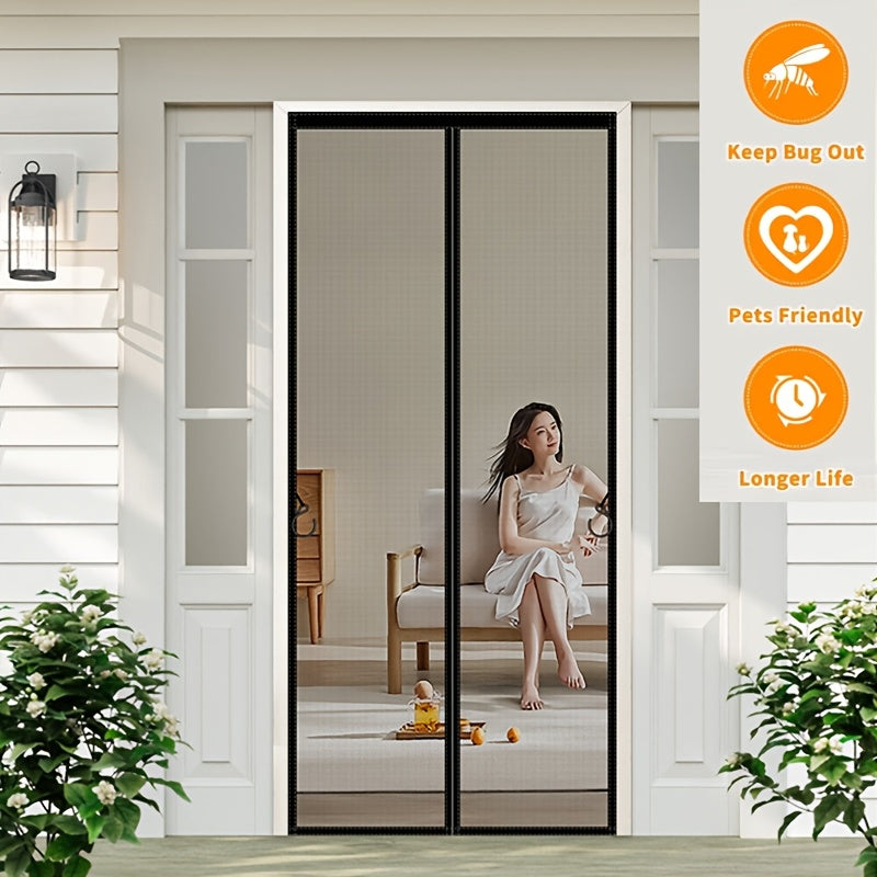 The Magnetic Screen Door Comes With Strong Adhesive Velcro, Easy To Install Without Tools. The Fine Mesh Keeps Out Mosquitoes While Allowing Airflow, The Magnets Make The Curtain Close Automatically,