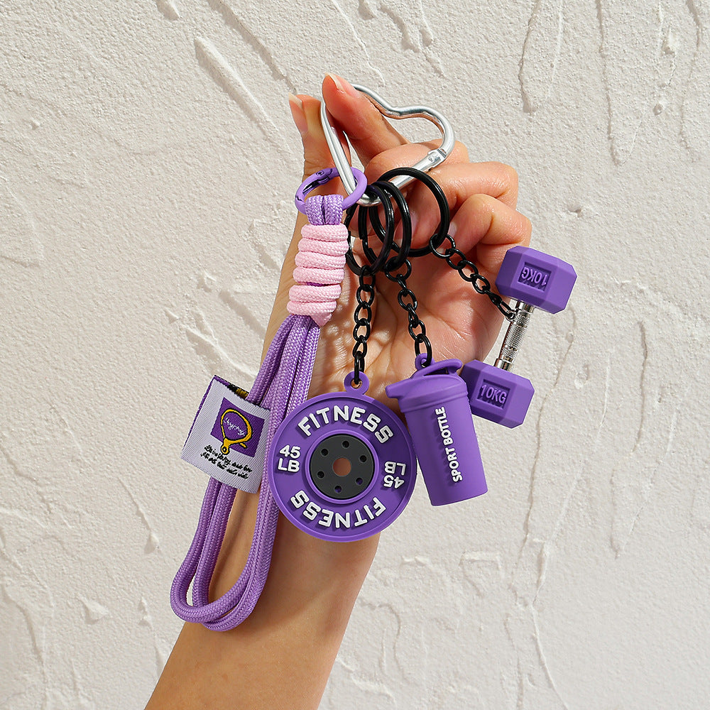 Fitness Dumbbell Keychain Pendant Couples Car  Bag Key Chain  Sports Charm Ornament