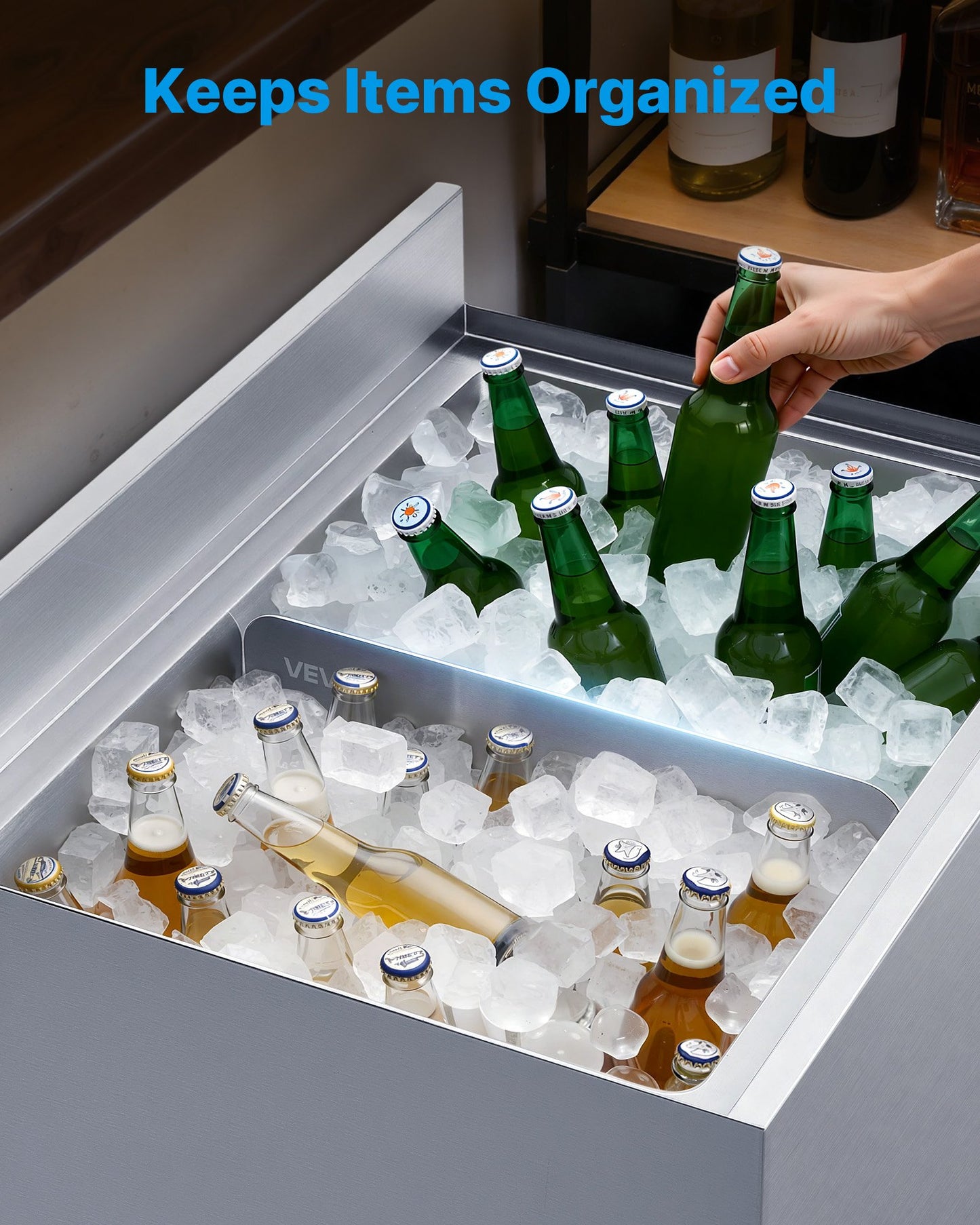 Ice Bin Partition, 20.2 X 5.55 Inch, Stainless Steel Divider For 24 Inch Bar Ice Bins, Stable Bottom Support & Easy To Clean, Food Grade 304 Stainless Steel For Kitchen, Bar, Restaurant, Pub
