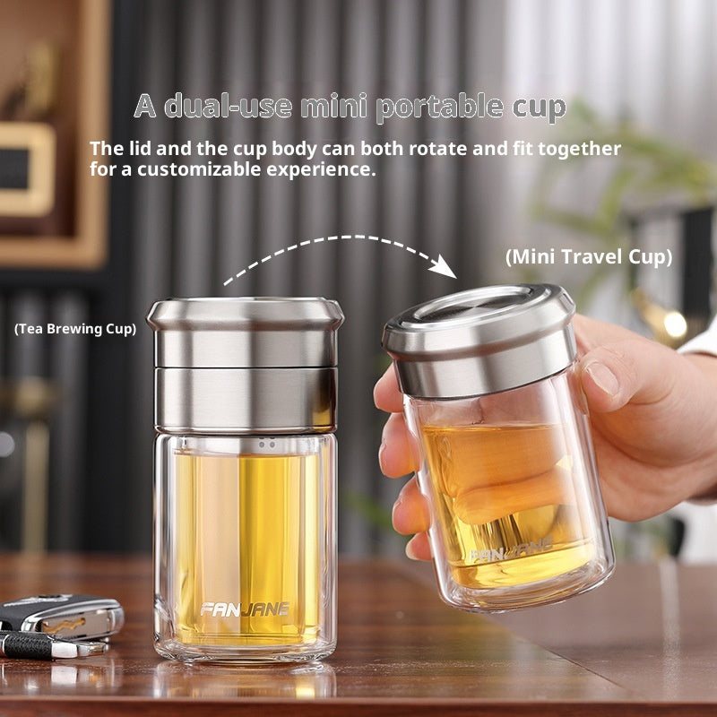Chinese Character Simplificationcomplication Tea-water Separation Glass Cup Double-layer Teacup Pass