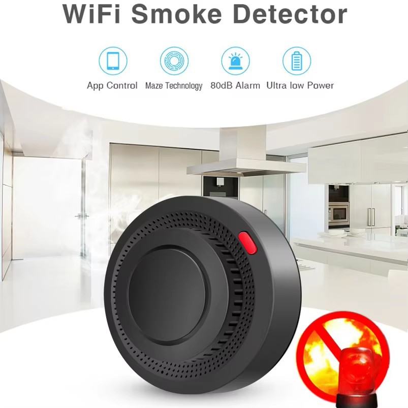 Graffiti Smoke Feeling WiFi Smart Home Black Smoke Alarm Detector
