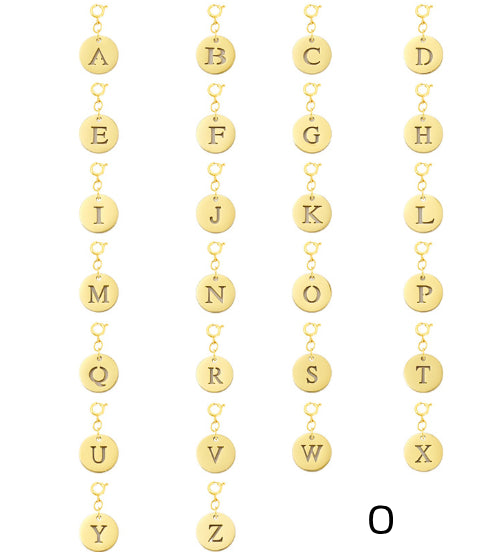 Titanium Steel Bracelet And Necklace Accessories 26-letter Charm Pendants Hand-polished In Gold