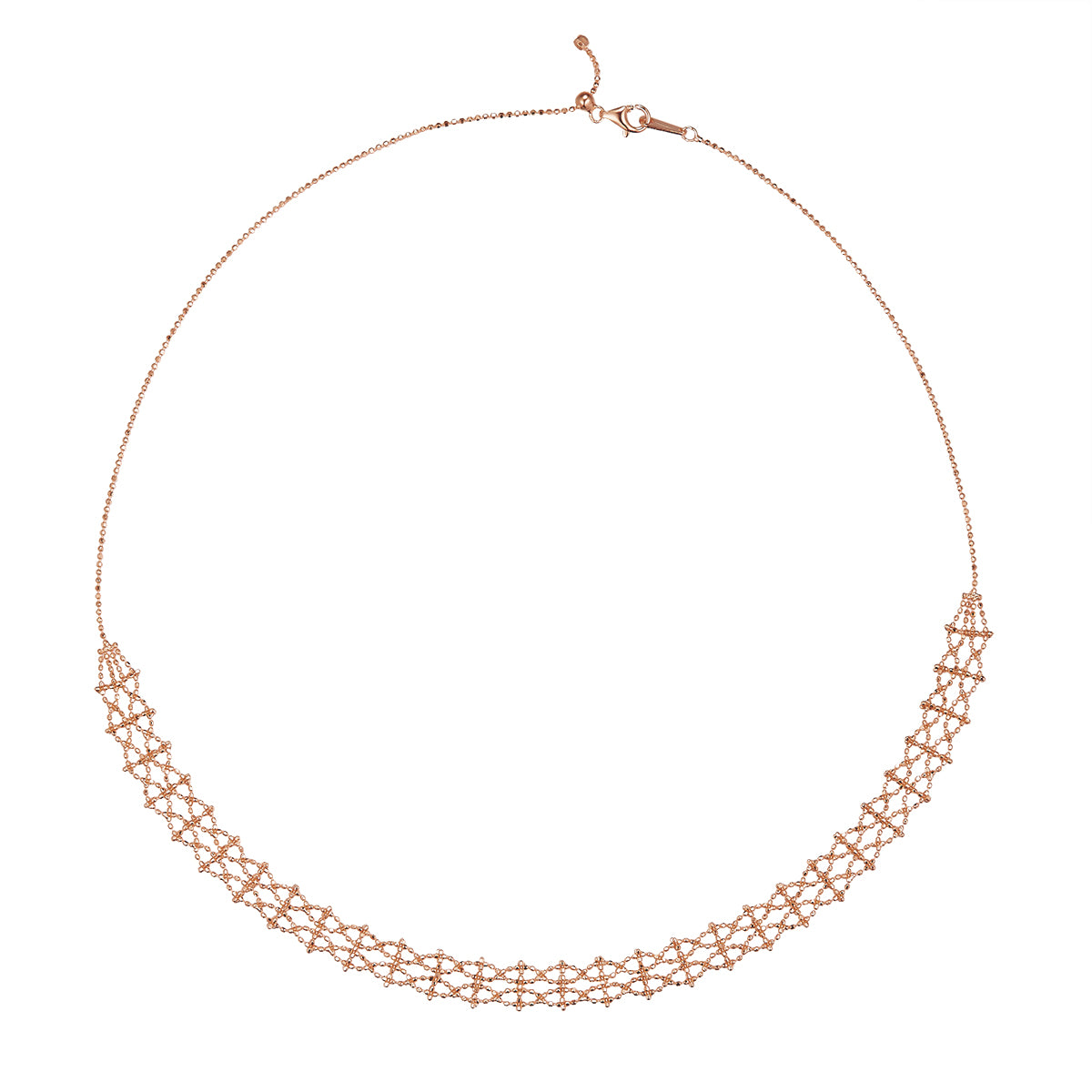 S925 Sterling Silver Lace Weave Necklace 45cm Adjustable 4.4g 9.4mm Platinum Gold Rose Gold Plated Gift Box