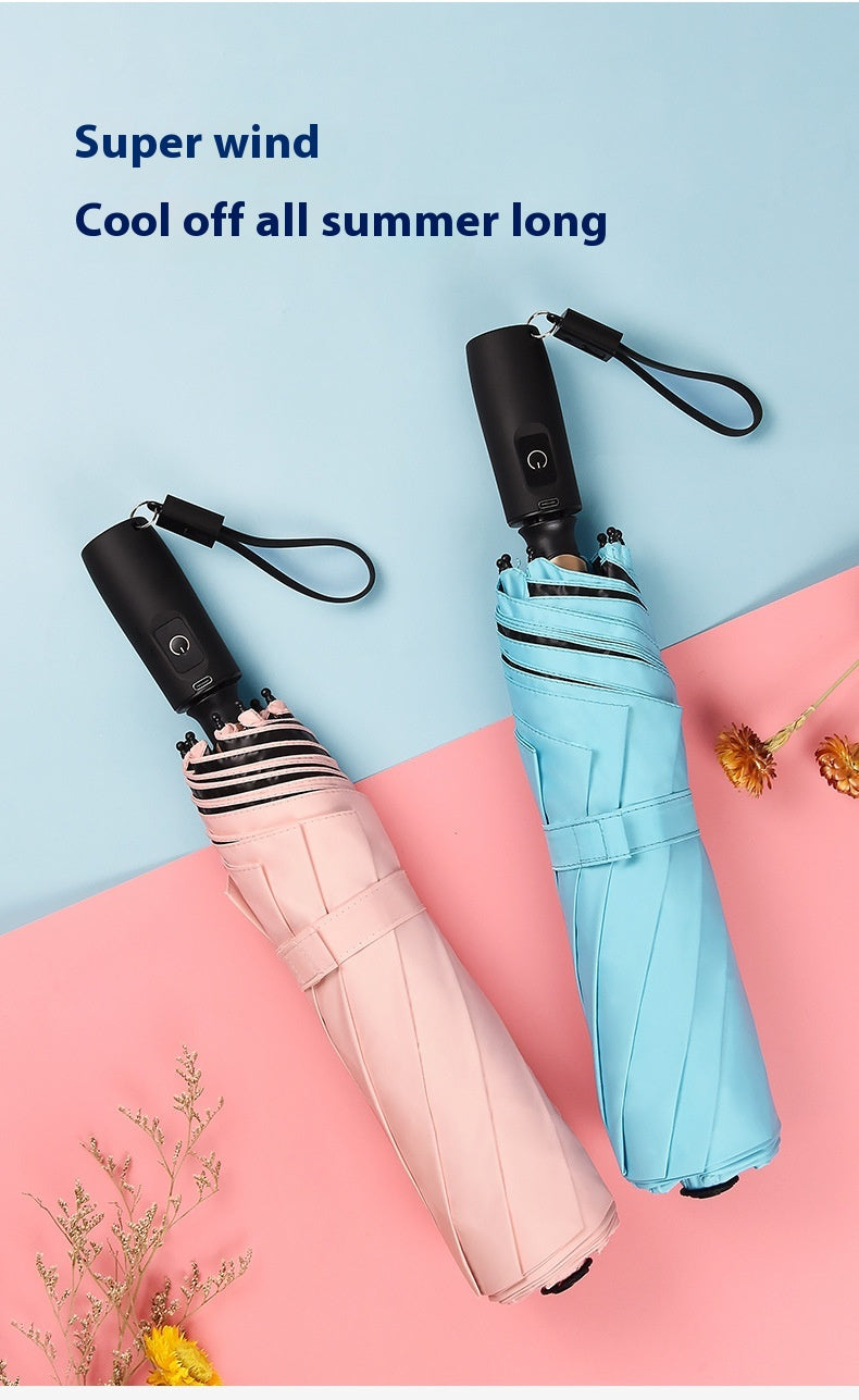 Cooling Folding Umbrella Advanced Sense Sunshade Charging Vinyl Sun Protective