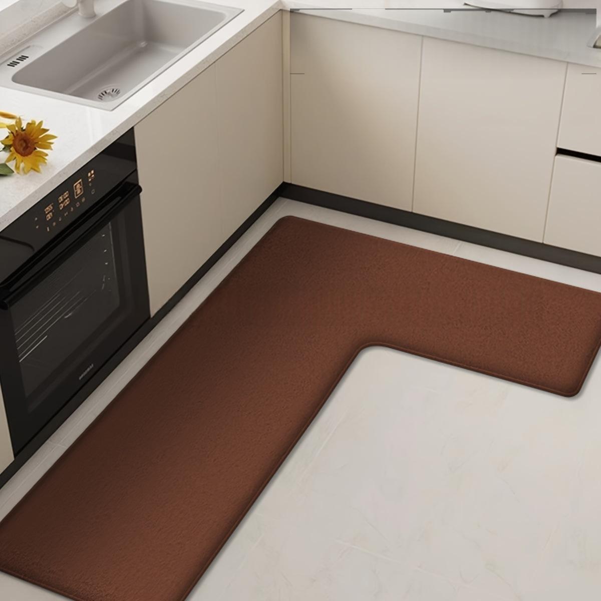 Coral Fleece Floor Mat L-shaped Kitchen Rug Stain-resistant And Easy To Care For