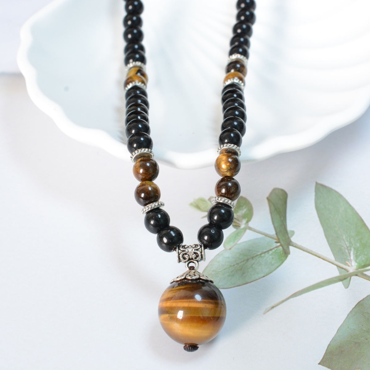 Natural Tigereye Single Bead Necklace Pendant Crystal Accessories