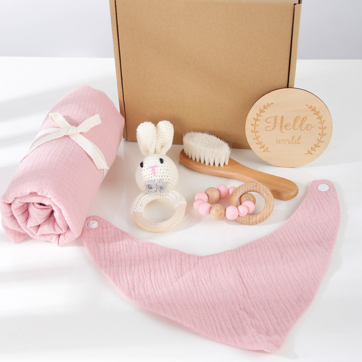 Gift Box Bib Set Creative Silicone Bead Pacifier Clip Party Favors