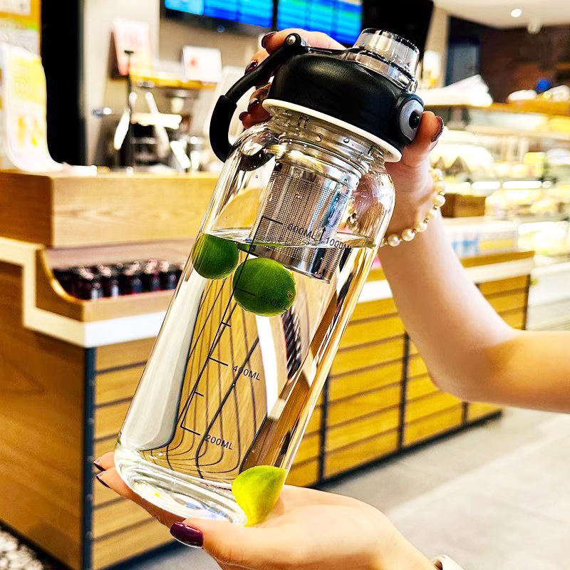 Extra-large Glass Cup With A Tea-water Separation Compartment