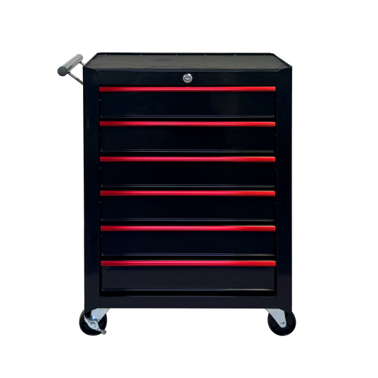Rolling Metal Tool Chest With 6 Drawers, 20inch 6-Drawer Tool Chest Cabinet With Ball Bearing Drawer Slides, Steel Tool Storage Box Organizer -BLACK