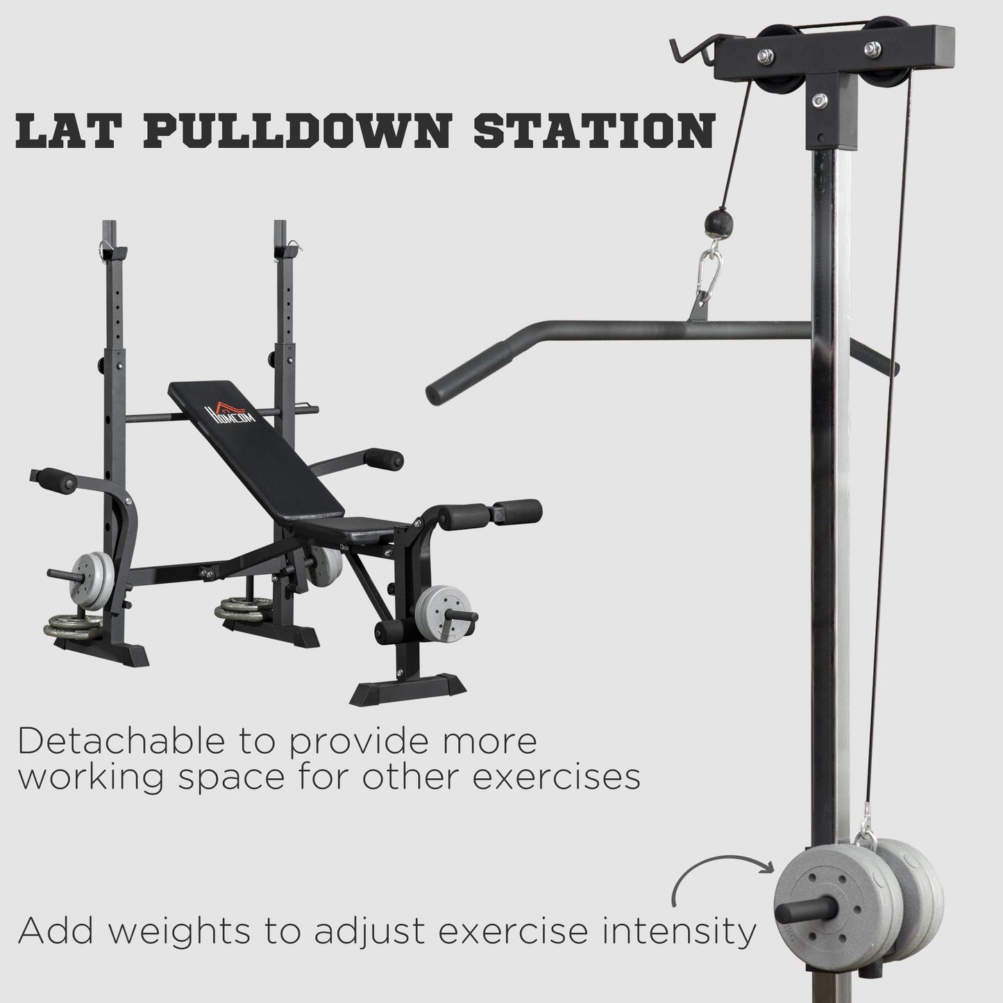 Adjustable Weight Bench With Pulley System, Incline Bench Press Set With Squat Rack, Leg Developer, Butterfly And Weight Storage, For Home Gym Full Body Workout