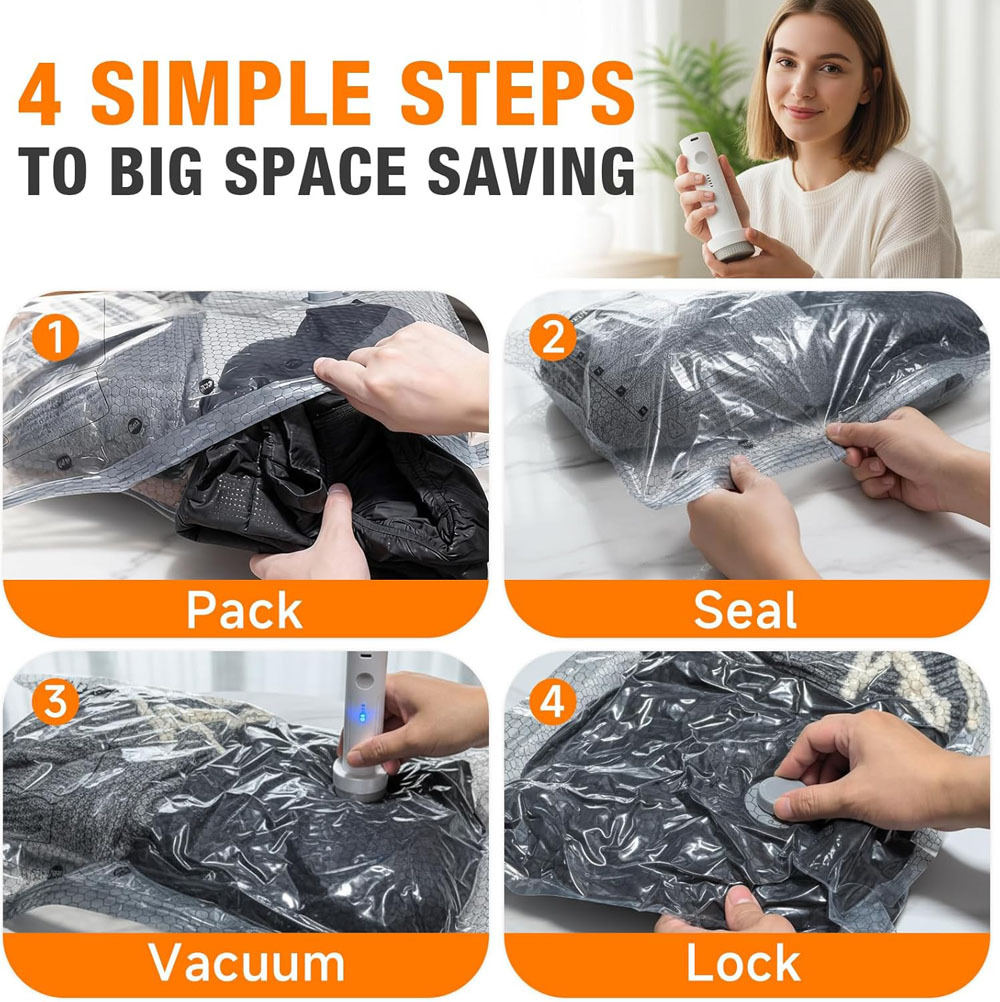 Vacuum Compression Travel Storage Bag With Electric Pump