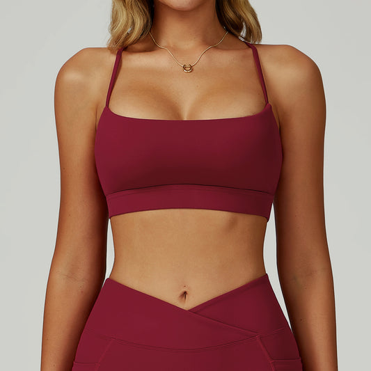 Nude Feel Sports Underwear Cross Beauty Back Yoga Bra Fitness Vest