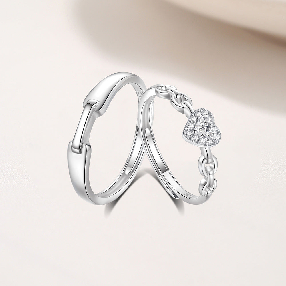 Couple Couple Rings Korean Style Niche Love Ring Diamond-embedded Light Luxury