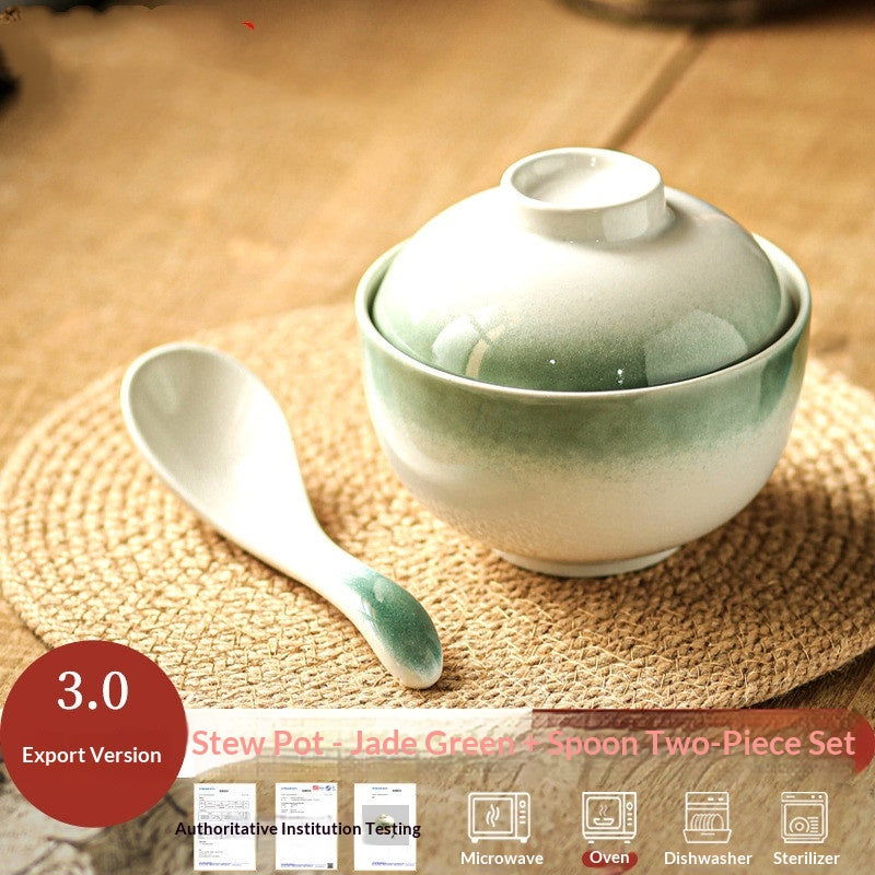 Stewing Pot For Water Bath Cooking Household Ceramic Dessert Bowl With Lid