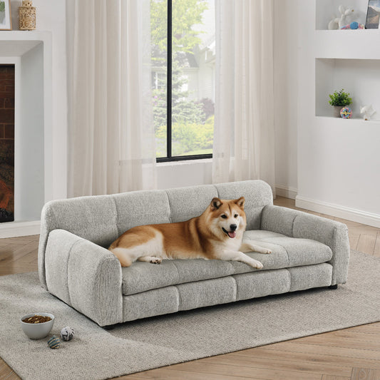 Soft And Comfortable Pet Bed For Big And Oversized Dogs, Durable Elevated Dog Sofa Bed, Comfortable Dog Sofa, Modern And Fashionable Linen Fabric Dog Sofa-Beige