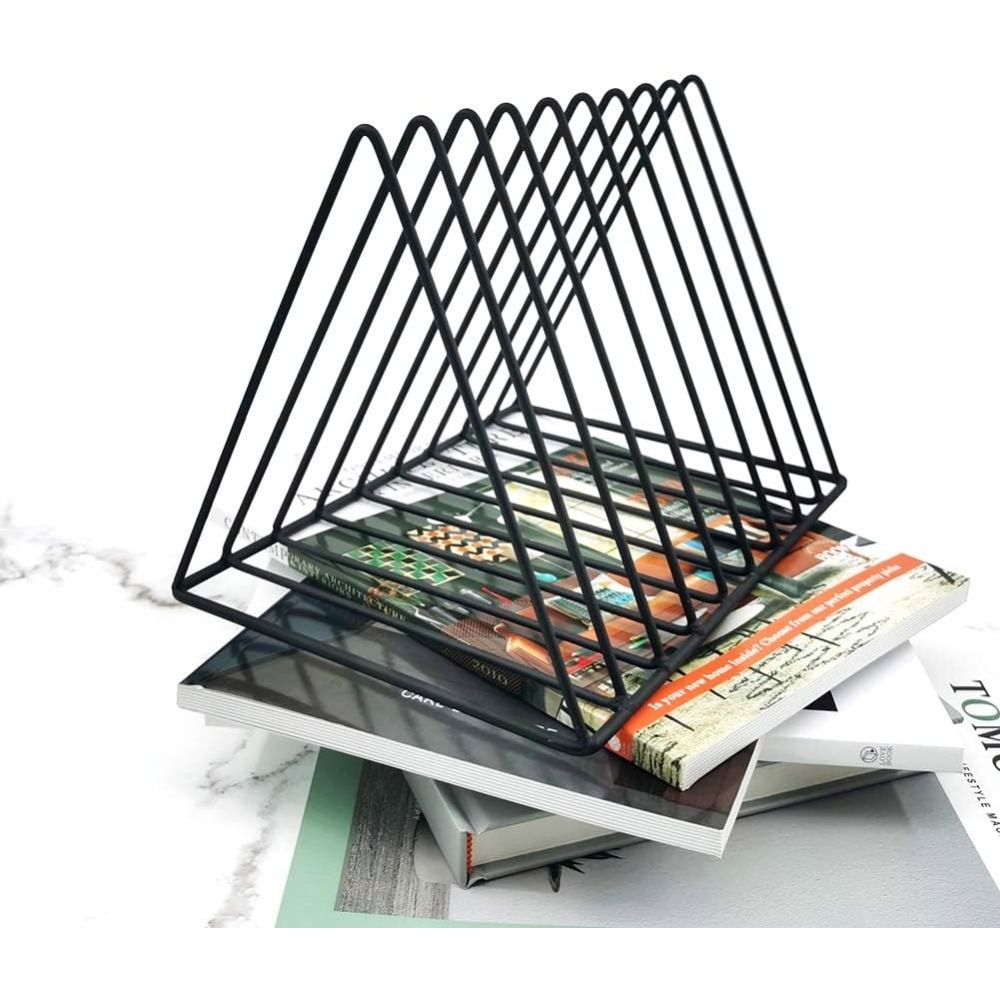 9-compartment Magazine Holder, Book And Tray Holder, Multifunctional Triangular Desk Organizer For Storing Books, As A Storage Compartment For The Home Office, Black, 2-pack