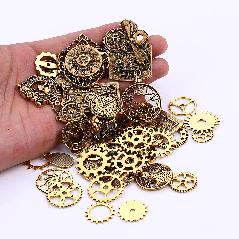 Retro Plated Metal Mixed-Style Punk Gear Clock Jewelry Accessories