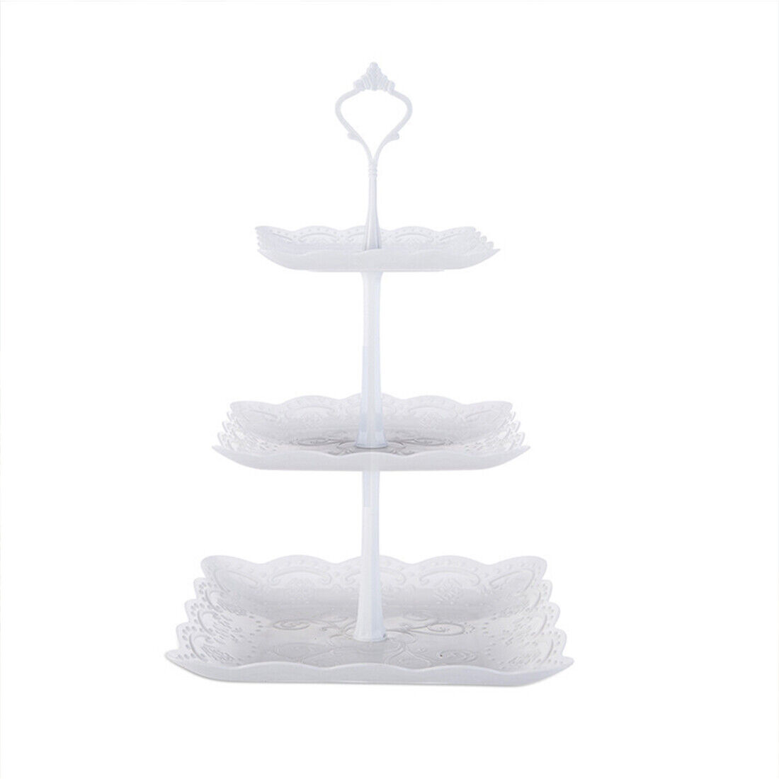Elegant 3-Tier Square Cake Stand Set - 2Pcs Plastic Dessert Tower For Tea Parties And Weddings Office & School Supplies