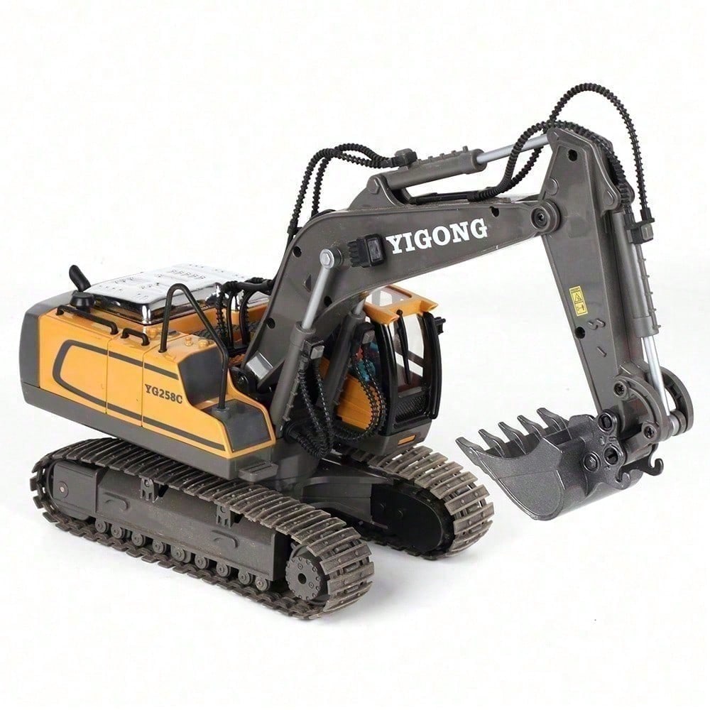 11 Channel Alloy RC Excavator Toy With 2.4GHz, Simulated Digging, 680 Rotation, Lights And Sounds Construction Vehicle Gift For Kids Ages 6