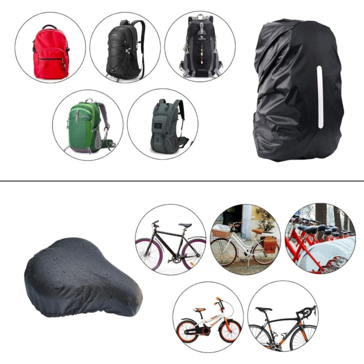 4-teiliges Fahrrad Sattelschoner & Rucksackhülle Set Mit 2 Sattelschützern Und 2 Schwarzen Rucksackhüllen, Praktisches Schutz-Set Für Fahrrad Und Outdoor-Partyzubehör-Set