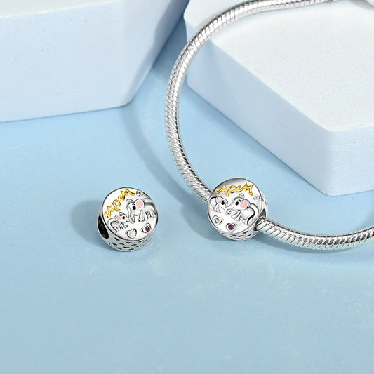 Silver-plated DIY Motherly Love Auspicious Elephant Bead Bracelet Accessories