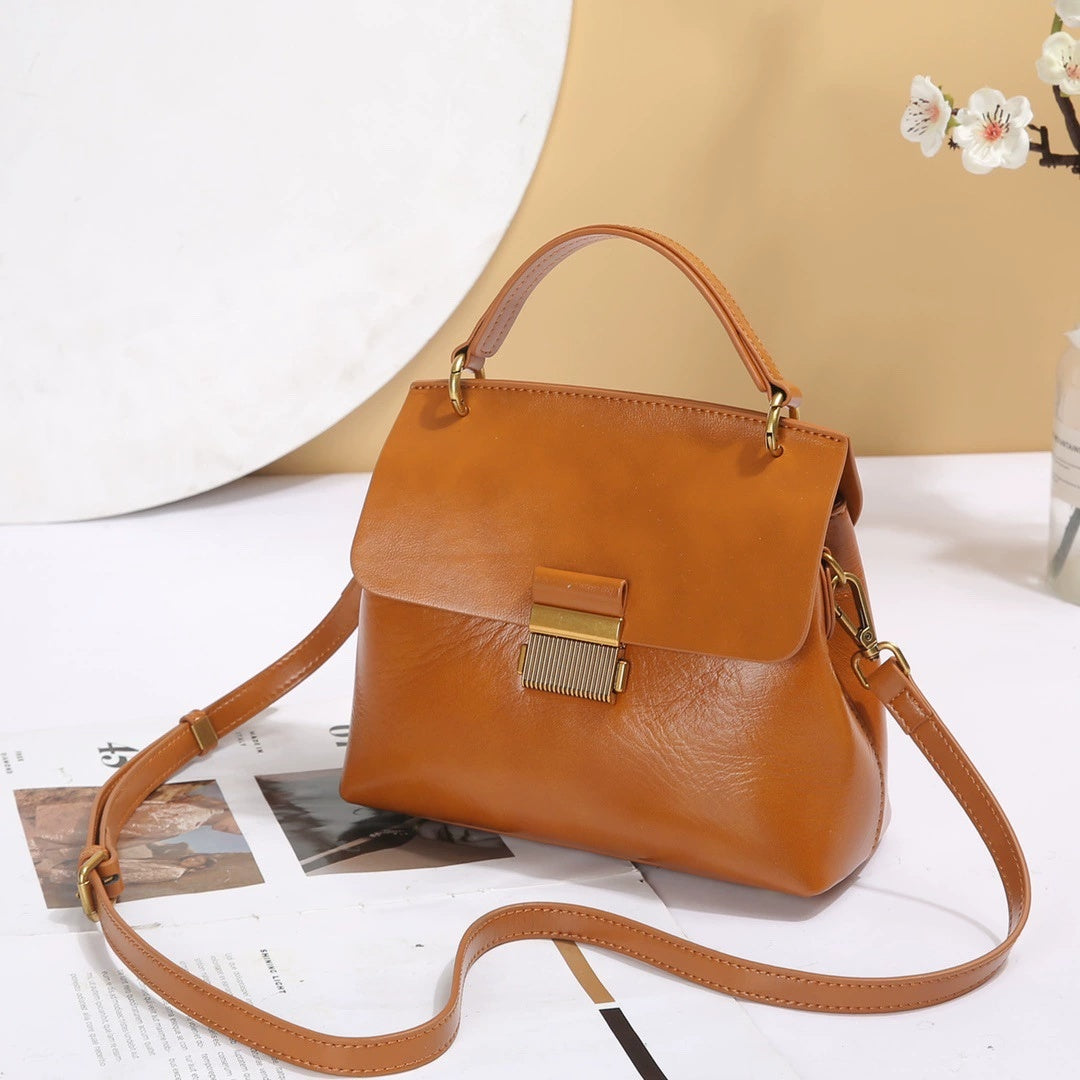 Badi Leather Women's Bag, Made Of Top-layer Cowhide, Premium Feel, Tote And Shoulder Bag, Genuine Leather With Large Capacity, Perfect For Commuting And Crossbody Use