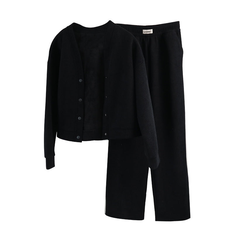 Fleece-lined Casual Suit Women's Fashion Korean Style Slimming