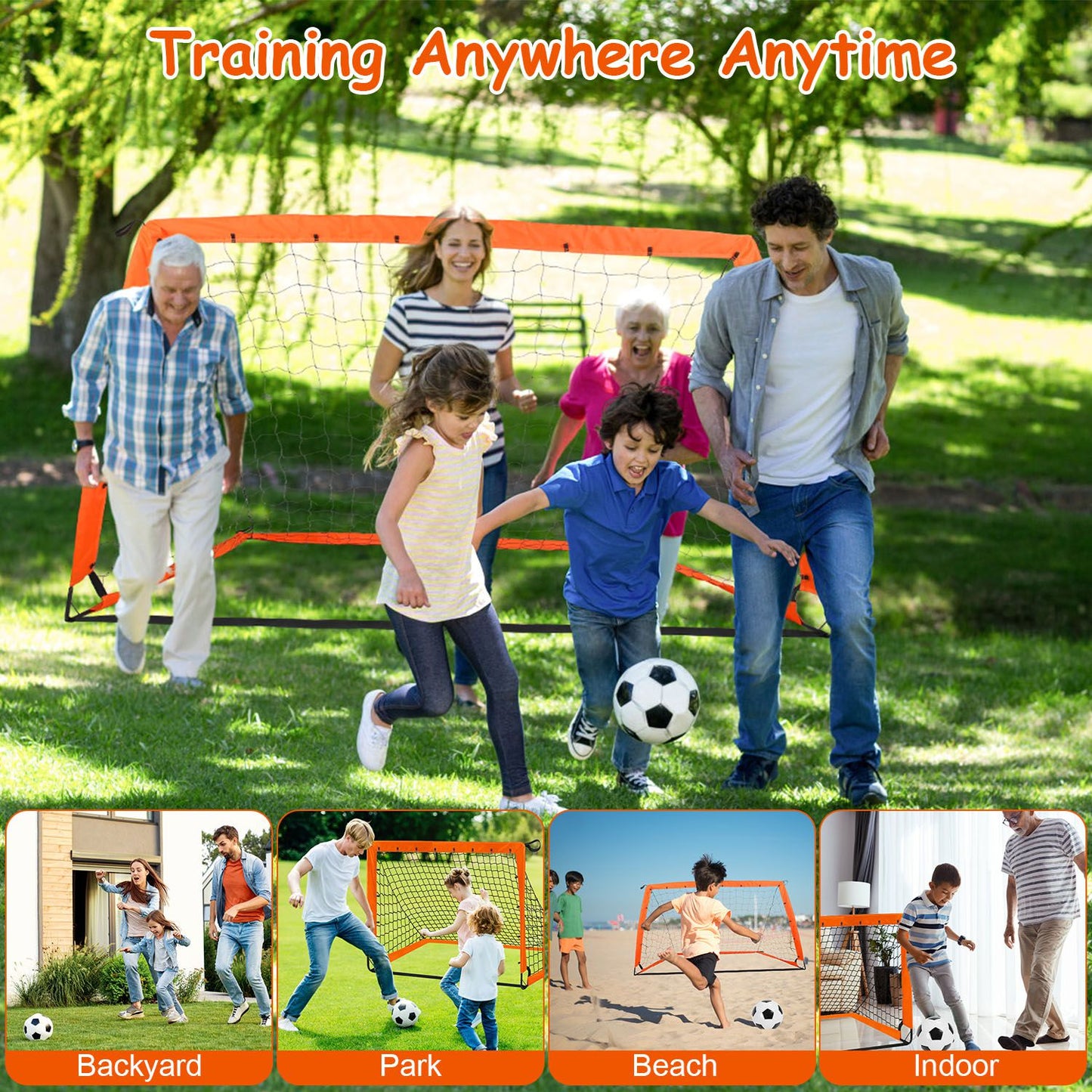 1Set Kids Soccer Goals Set For Yard Portable Soccer Training Equipment With Cones Agility Ladder Target Carry Bag For Toddler Outdoor Sport Play
