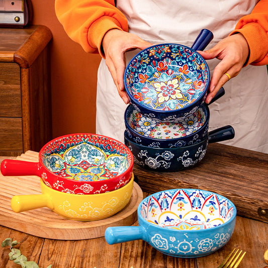 Bohemian Ceramic-handled Bowl Creative Design For Home Use
