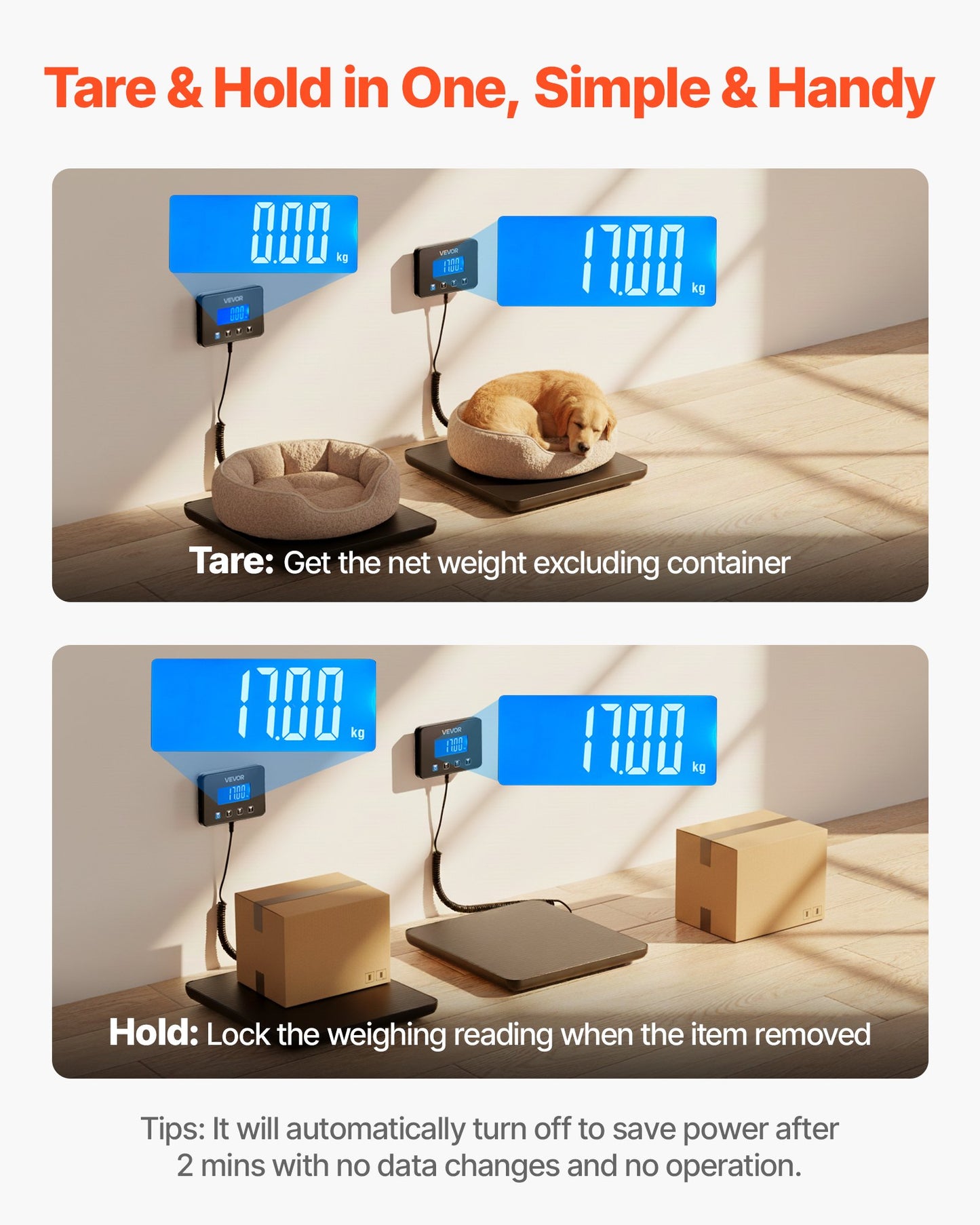 Digital Postal Scale, 0.35 Oz/3.5 Oz Dual Accuracy, 440 Lbs Commercial Weight Scale With Hold/Tare Function & LCD Display, Fit For Packages, Postage, Luggage, Battery & Charging Cable Included