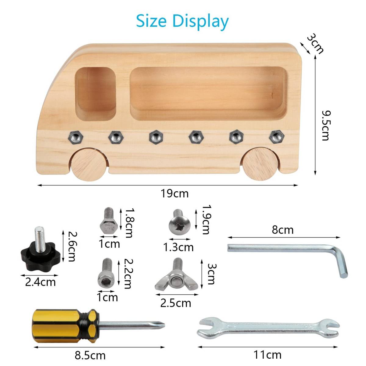 9-Piece Woodworking Craft Set For Model Cars With Screws, Nuts & Tools – Multi-Piece Party Gift Set