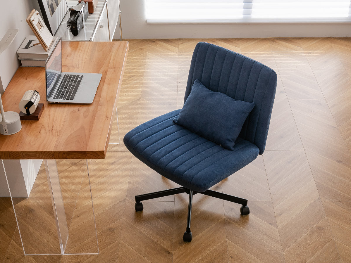 Modern Linen Blue Criss Cross Office Chair - Product Details