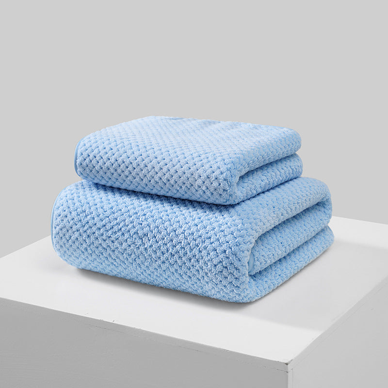 Coral Fleece Pineapple-check Soft Bath Towel