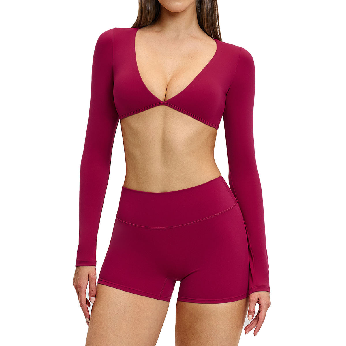 Sports Running Neck-Hanging Fitness Brushed Fabric Beautiful Back Yoga Long-Sleeve Set