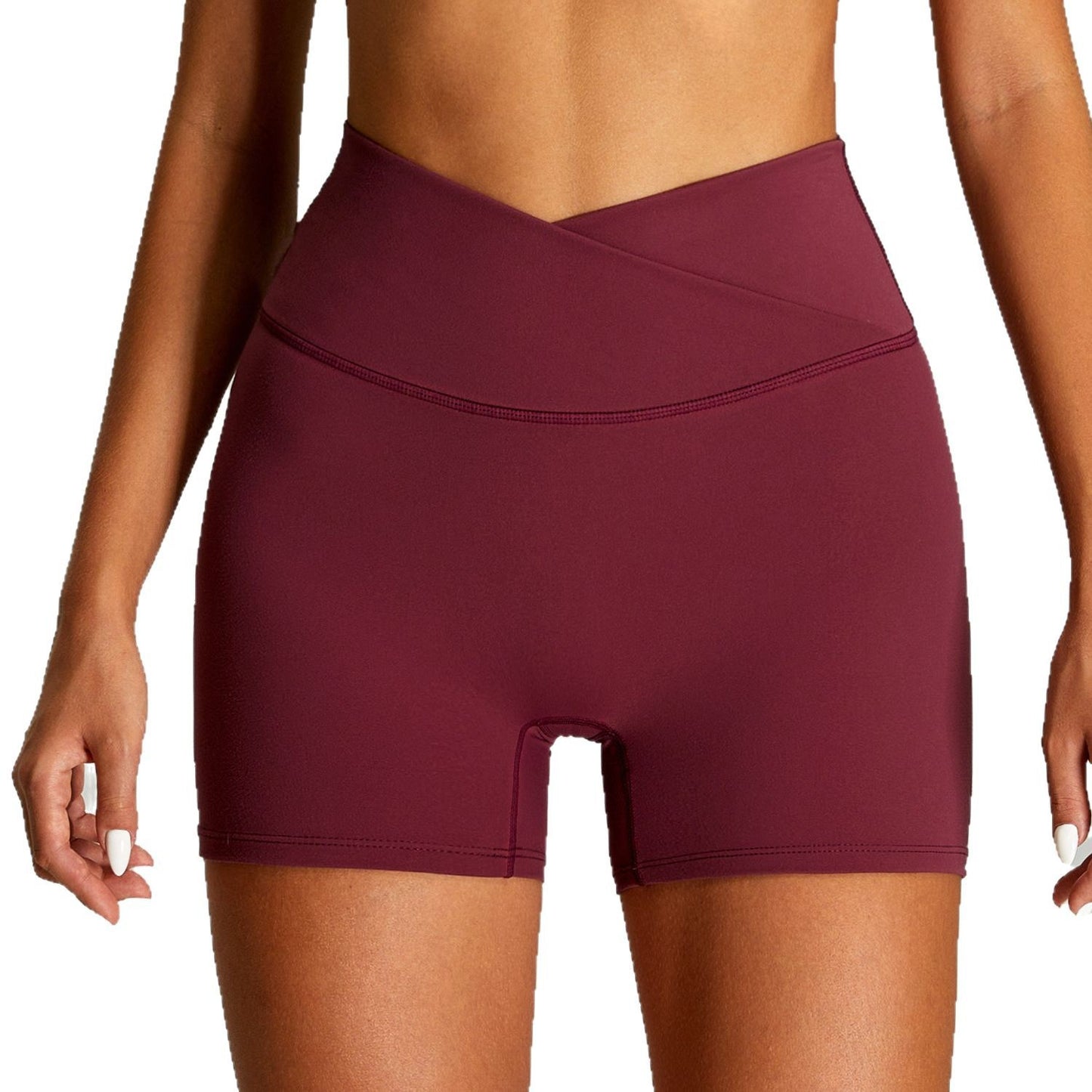 Nude Feel Cross High Waist Yoga Shorts Women's Tight Sports And Fitness Shorts