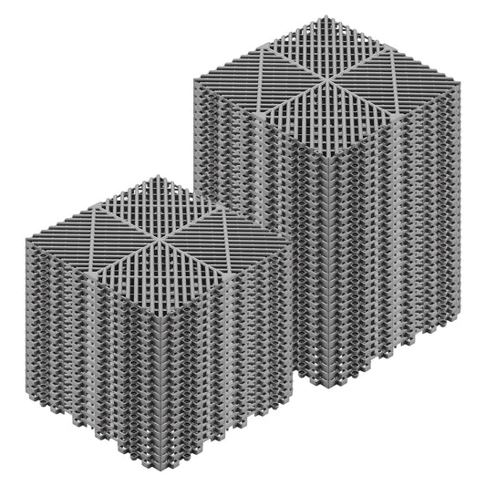 Interlocking Drainage Mats, 12" X 12", Modular Garage Flooring Tiles, Non-Slip PP Drainage Floor Tiles, Self-Draining, Easy Installation, For Bathroom, Kitchen, Pool & Outdoor, Gray, 50 Pack