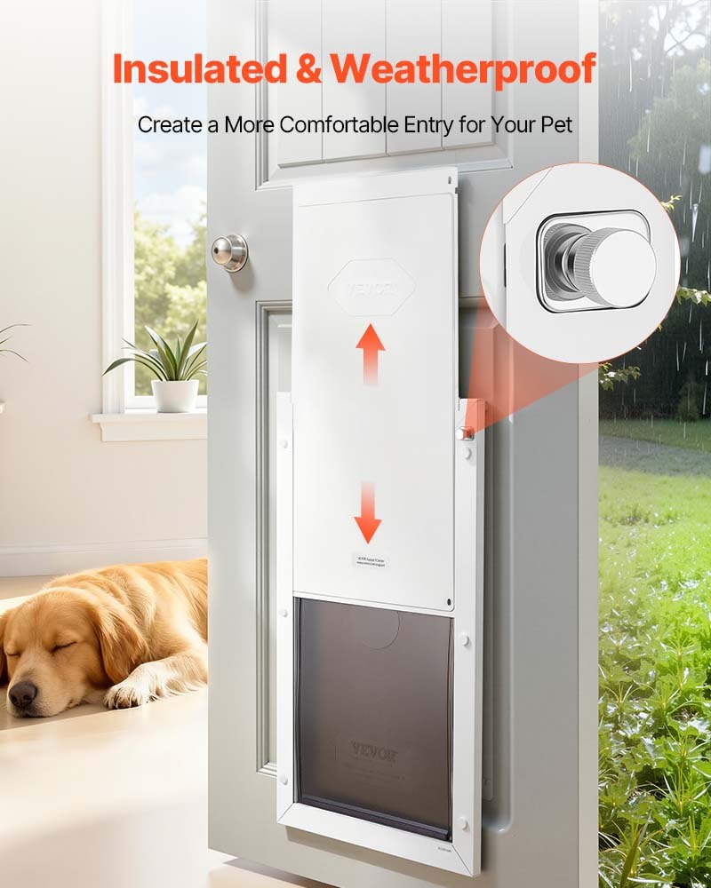 Pet Door, X-Large, With Double Magnetic Flaps And Metal Frame, Strong And Weatherproof Dog Door For Interior And Exterior Doors, Easy To Install, Easy In-and-Out Access For Doggies, White