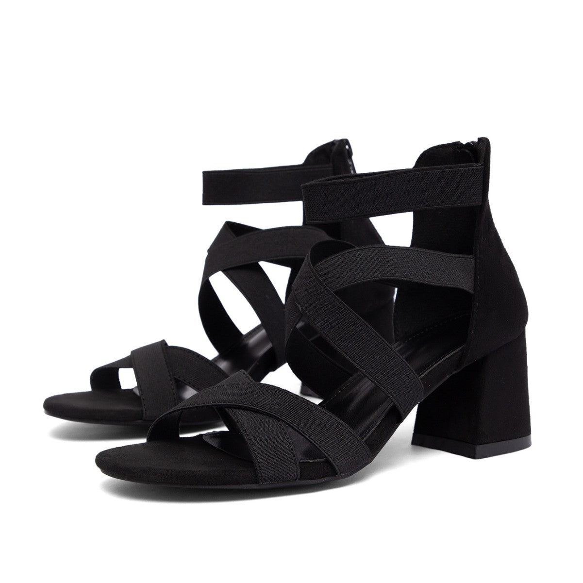 Side-Open Square-Heel Chunky-Heel Fashion Sandals