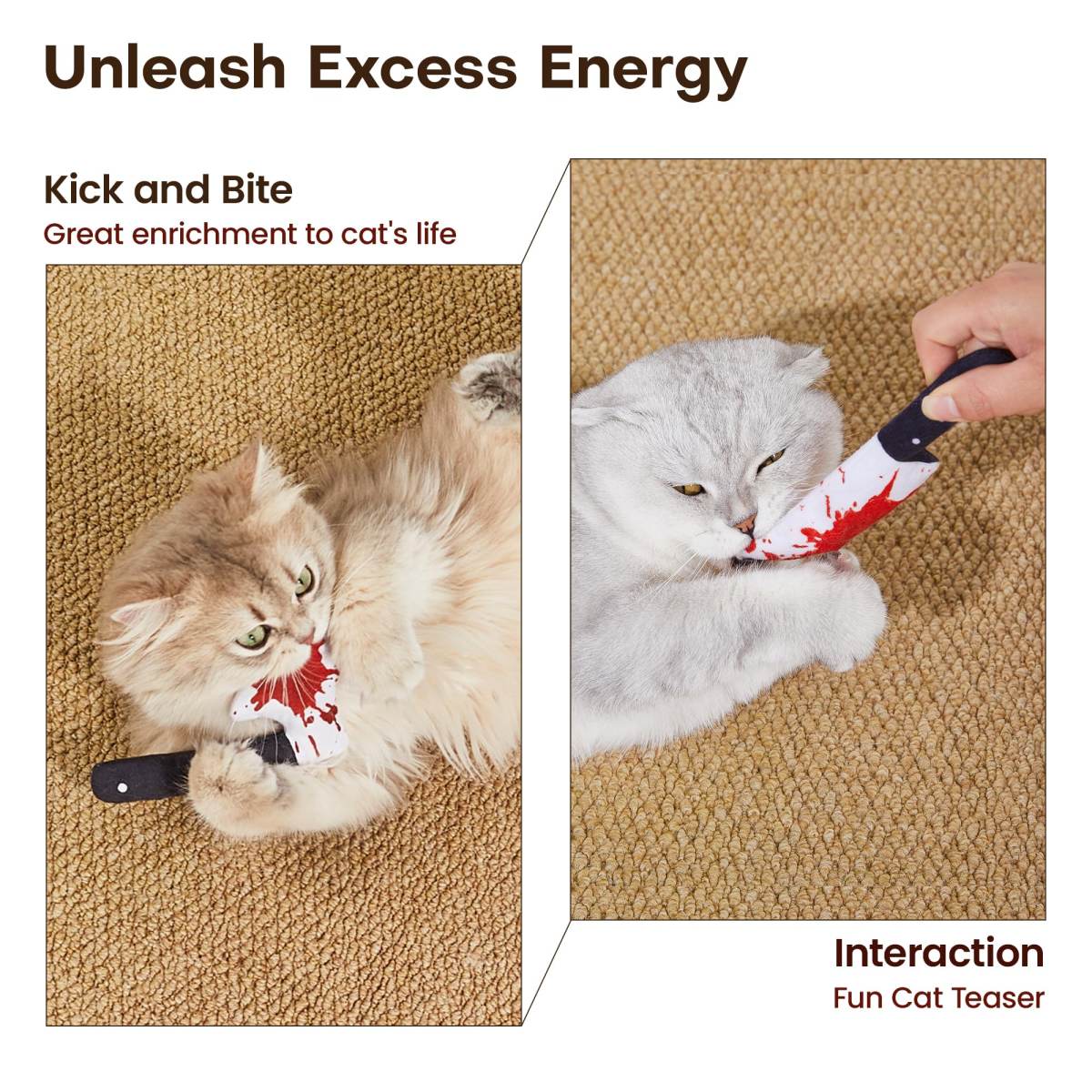 4Pcs Cat Toys, Horror Halloween Knife-Shaped Kitten Catnip Toys, Indoor Exercise For All Cat Breeds  Toys, Indoor Exercise For All Cat Breeds
