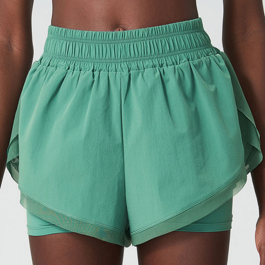 Women's Loose False Two Pieces Anti-exposure Ice Fitness Yoga Shorts