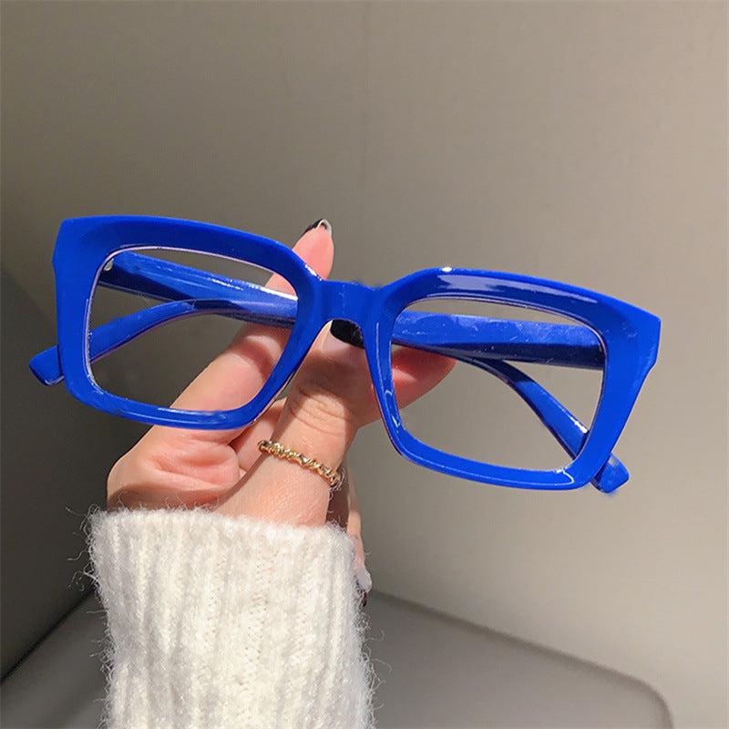 European And American Square Frame Street Photography Slimming High-value Korean Version Trendy Flat Glasses