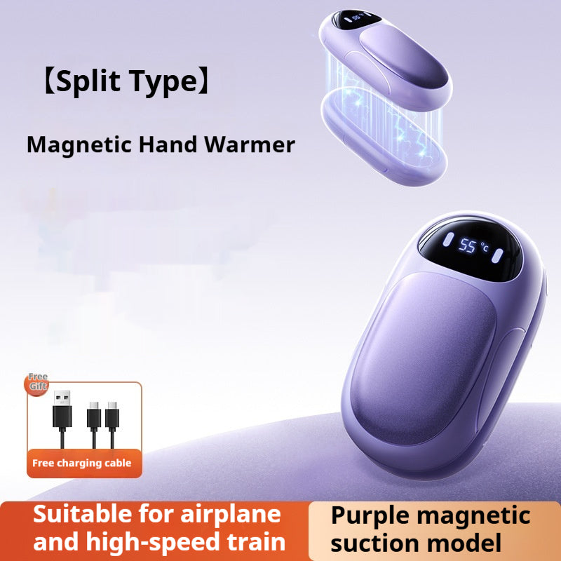 Magnetic Mini Split Type Hand Warmer With Charging Function