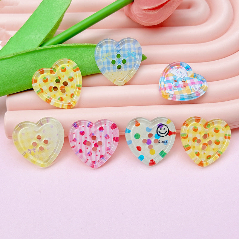 Four-hole Heart Button DIY Accessories
