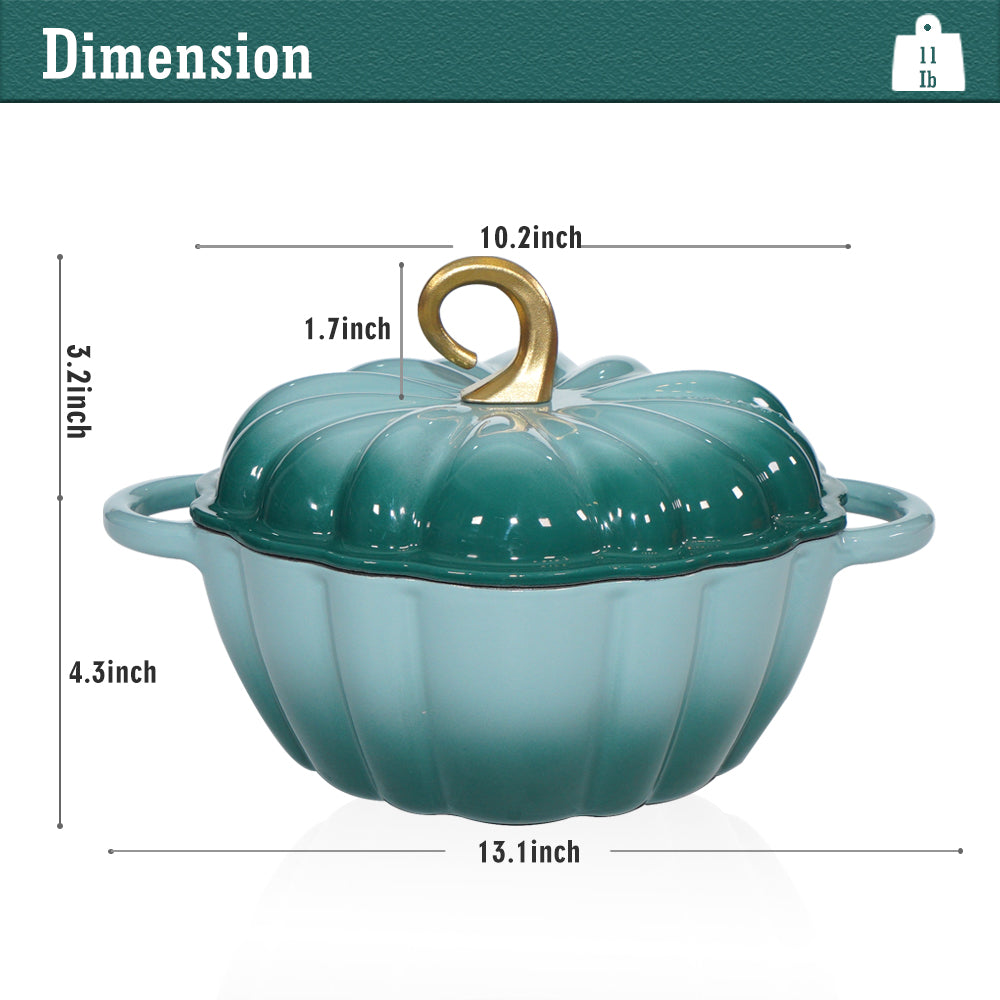 Pumpkin Enameled Cast Iron Dutch Oven With Lid, 4.5 QT Dual Handles And Heavy Duty Pot, Oven Safe Up To 500 For Bread Baking, Braising, Cooking And Family Gifts