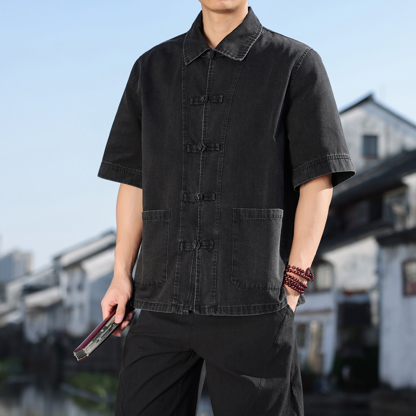 Chinese-style Mens Casual Loose-fit Large-size Vintage Fashion